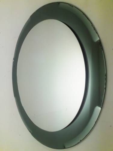 Cristal Lupi Luxor (Antonio Lupi) vintage round wall mirror , 1970`s ca, Italian